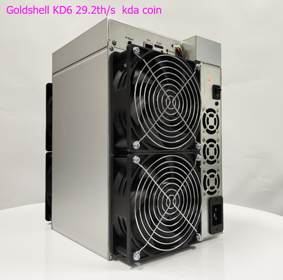 hashrate 29.2Th/s goldshell KD6 от Goldshell минируя алгоритм Kadena для расхода энергии 2630W.
