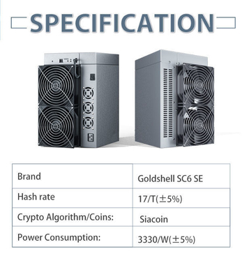 горнорабочий монетки SE 17TH/S Sia Letine Goldshell SC6 горнорабочего 3330W Goldshell Asic