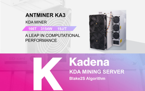 Машина минирования значения горнорабочего Asic монетки горнорабочего KDA Antminer KA3 166Th Kadena муравья Bitmain секретная