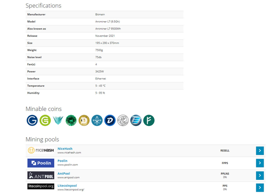 Горнорабочий Litecoin Dogecoin Bitmain Asic Antminer L7 9.16Gh 3425W 12V Blockchain
