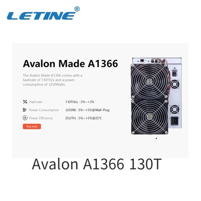 Расход энергии 3250W LETINE Canaan Avalonminer A1366 130T Avalon