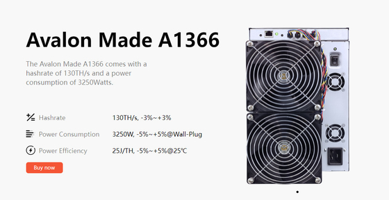 Машина минирования Avalon Bitcoin BTC A1366 130th 3250W SHA-256 высокое Hashrate