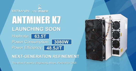 Горнорабочий 63.5Th 3080W максимальное Hashrate 63.5Th/S Bitmain Antminer K7 CKB Asic