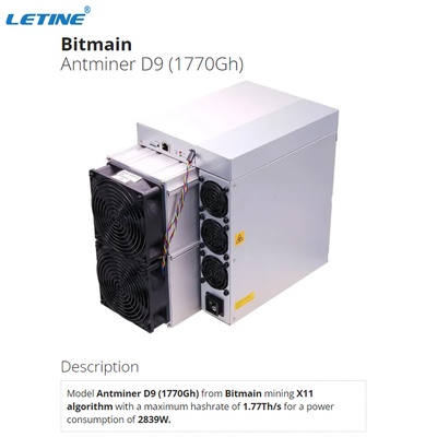 Новая сильная горнорабочий горнорабочего D9 X11 Asic черточки Bitmain Antminer D9 1770G 2839W