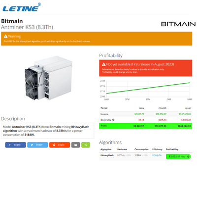 машина минирования Bitmain 8300G 3188W KAS Kaspa Kadena Antminer KS3