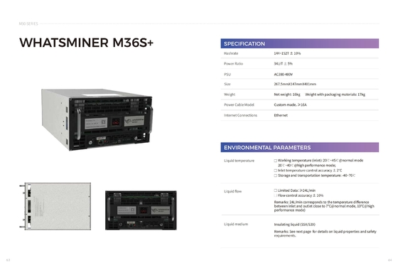 Гидро охлаждая соединение локальных сетей MicroBT Whatsminer M36s 174t 222t для промышленный охлаждать
