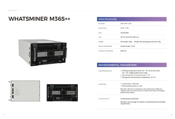 Гидро охлаждая соединение локальных сетей MicroBT Whatsminer M36s 174t 222t для промышленный охлаждать