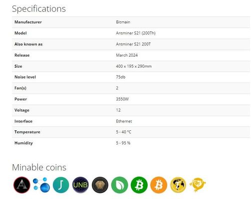 Bitmain Antminer S21 200T S21Hyd 335T Биткойн Асик Майнер