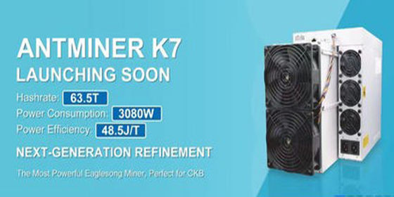 Высокопроизводительный майнер CKB Bitmain Antminer K7 63.5Th/S 3080W Nervos Asic Miner Antminer K7 63.5T 58T