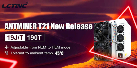 Antminer T21 Bitcoin Asic Miner BTC/BCH/BSV SHA256 Воздушно-охлаждающий майнер 190T 3610W 19.0J/T