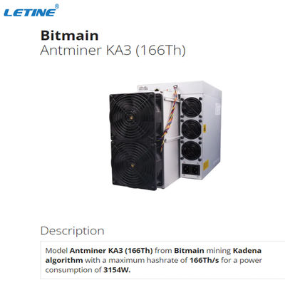 Акции KDA Miner Bitmain Antminer KA3 166T 3154W Потребление энергии