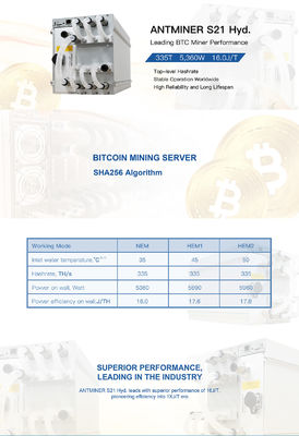 Новый S19e XP Hyd 251T 5522W 22J BTC BCH BSV SHA256 Гидроохлаждающий майнер