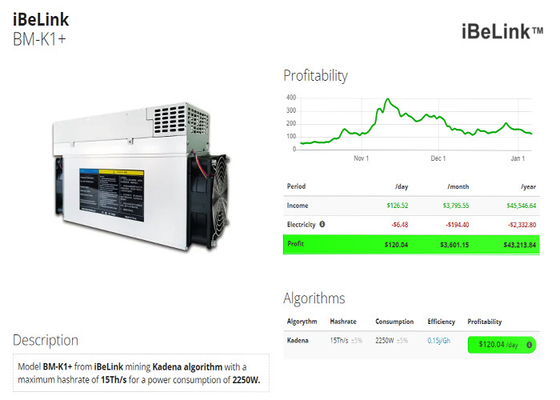 горнорабочий BM-K1+ 15Th/S Kadena KDA 2250W BM-K1 iBeLink 5.3Th/S