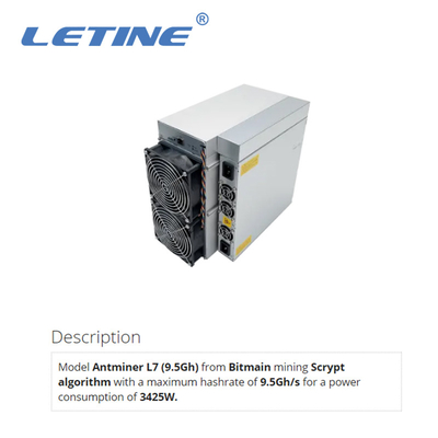 Потребление машины минирования LTC дожа Bitmain Asic Antminer L7 9500Mh/s горнорабочего 3425W Asic