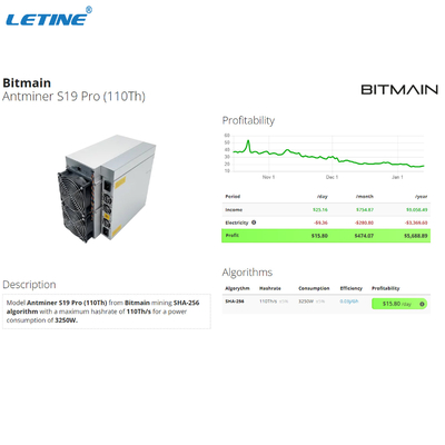 Совершенно новая машина минирования Bitcoin Bitmain Antminer S19Pro 110T S19 Pro 110T S19J Pro 104T 100T 96T Asic