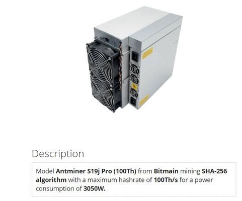 Горнорабочий S19 100Th/s минирования SHA256 Antminer S19j Pro 100Th Bitmain Asic BTC запаса