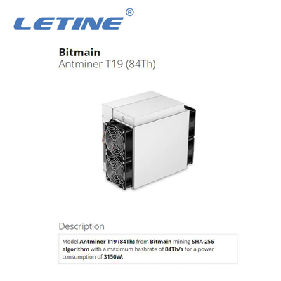 Прибор T19 86T 88T минирования Bitmain Asic Antminer T19 84T высококачественный BTC