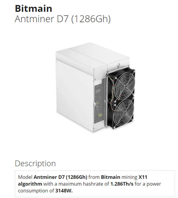 черточка X11 1.286Th 3148W 75db 1286Gh Bitmain Antminer D7