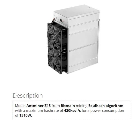 Горнорабочий выгодное Bitmain Antminer Z15 420ksol Equihash Asic минирования ДЗЭНА ZEC
