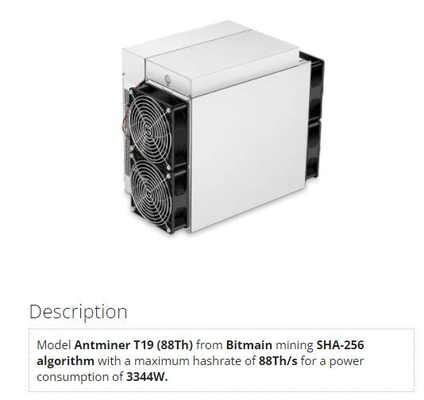 Горнорабочий Bitcoin BTC Antminer T19 88Th 84TH Bitmain SHA-256 запаса