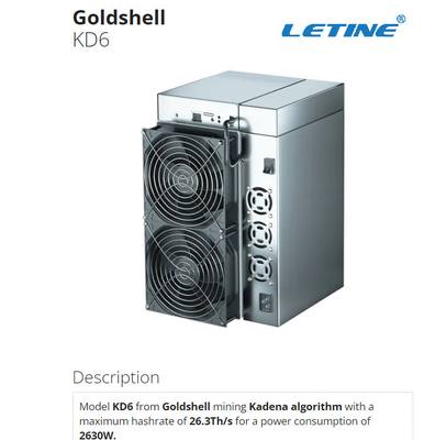 Горнорабочий 2630W KD6 26.3Th Goldshell Asic для минировать монетку Kadena