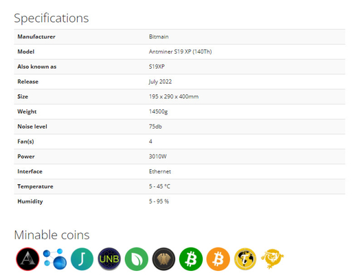 Алгоритм Bitmain Asic Antminer Letine 141Th 3010W Asic Bitmain Antminer S19 XP SHA-256