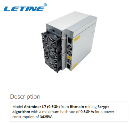 Горнорабочий 3425W 75db Nicehash 9.5Gh Antminer L7 для минировать Dogecoin и LTC монетку