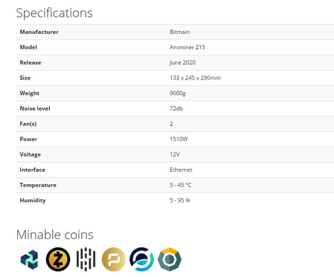 Горнорабочий Asic Bitmain Antminer Z15 420ksol/s для минировать монетку Hush ZEC в запасе