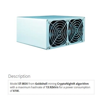 ST-коробка 61W горнорабочего 13.92kh/S Goldshell Cryptonight Asic