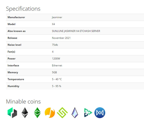 Горнорабочий JASMINER X4 2.5GH 5GB ETH ETC 1200W ETCHASH ETHHASH секретная asic