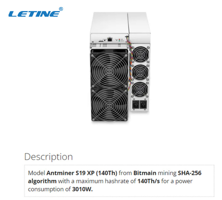 Высокий алгоритм 3010W Bitmain Antminer S19 XP 140Th SHA 256 машины минирования Bitcoin выгоды